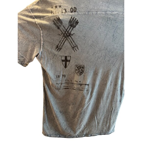 GUESS Denim Rebellion Distressed Graphic T-Shirt Blue Crinkle Wash XL Streetwear - Picture 6 of 9